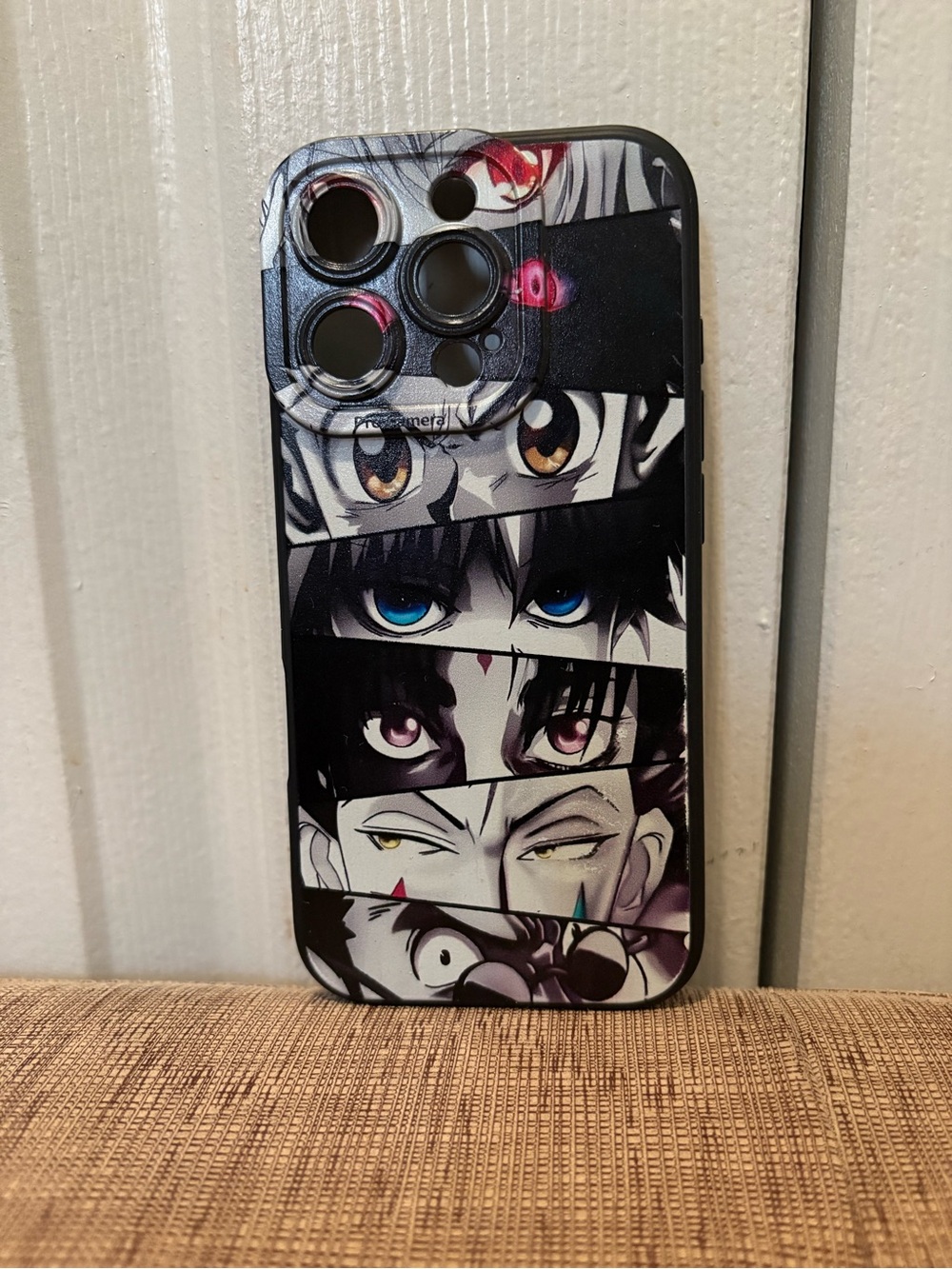 iPhone 14 Pro Anime Character White & Black skin design Case.